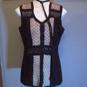 Vintage High Fashion Suede and knit Festival vest